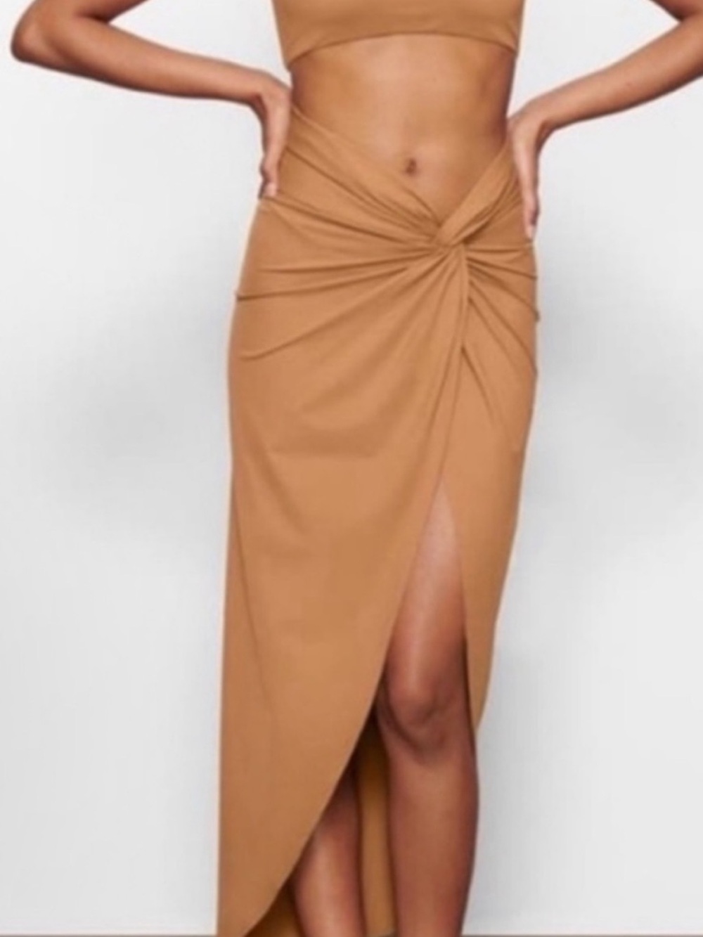SKIMS ORCRE Sarong Twist-Front High-Low Midi Swim Skirt